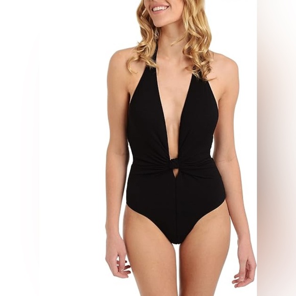 Carmen Marc Valvo NEW🔥 Black Halter One-Piece Swimsuit - Picture 1 of 9